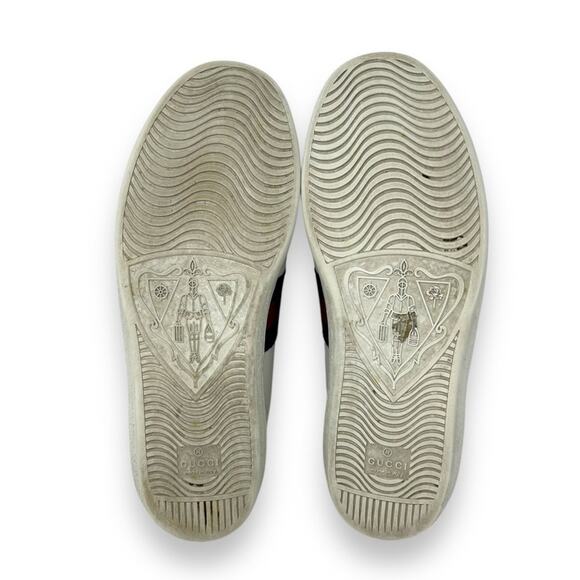 Gucci Ace Web Low Top Sneaker Embroidered Bee Motif White Leather 37.5 Women’s - Picture 13 of 14